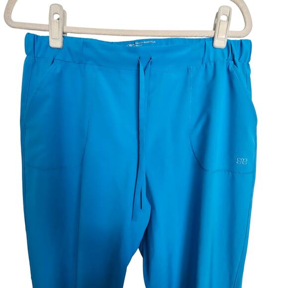 Albion Blue Athletic Pants Crop Ankle Zip Drawstring Waist Women M Pockets - Picture 2 of 8